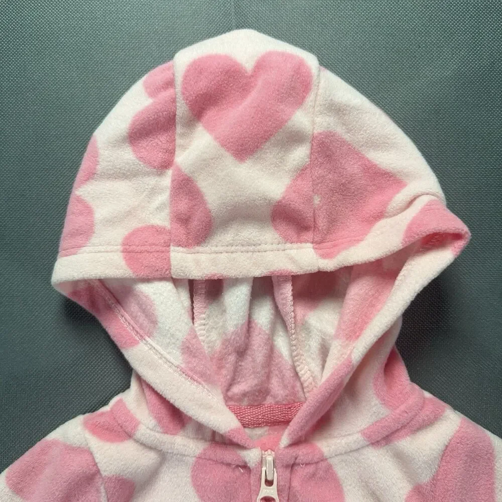 Baby Girl Clothes New Carter's Newborn Pink Fleece Heart Hooded Outfit